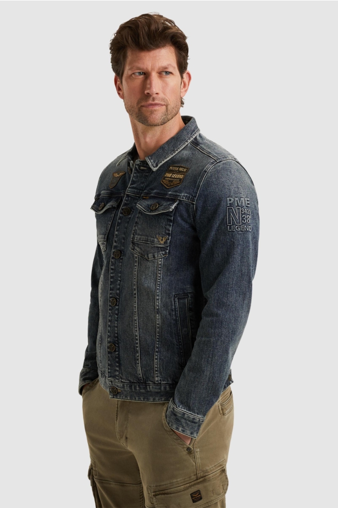 DENIM JACKET MET BADGES PDJ2508715 DOUBLE CROSS VINTAGE
